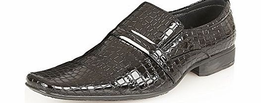 Mens Formal Italian Style Designer Inspired Smart Office Wedding Slip On Shoes,[Black (Croc) ,UK-8 / EU-42]