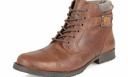 Shoe Avenue Mens Leather Combat Boots Military Classic Casual Designer Ankle Shoes Size, [Dark Brown], [UK 10 / EU 44]