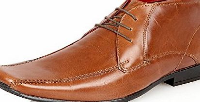 Shoe Avenue Mens Leather Italian Style Mocassin Boots Casual Designer Square Toe Ankle Boots Formal Shoes Size, [Tan (Lace up)], [UK 10 / EU 44]