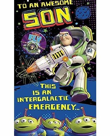 shop inc Toy Story - Buzz Lightyear Son Birthday Card With Badge