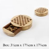 Wooden Games Set - Round Magnetic Chess with Drawer