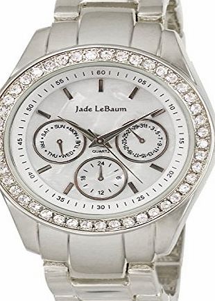 ShoppeWatch Womens Rhinestone Accented Bracelet Watch in Silver-Tone Large Face Jade LeBaum - JB202730G