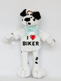 SHOPZEUS Plush Stuffed Dalmatian Dog toy with I Love Biker