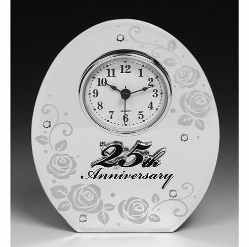 - Mirrored 25th Silver Wedding Anniversary Clock