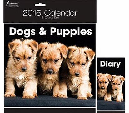 2015 Dogs & Puppies Wall Hanging Calendar and Diary Set