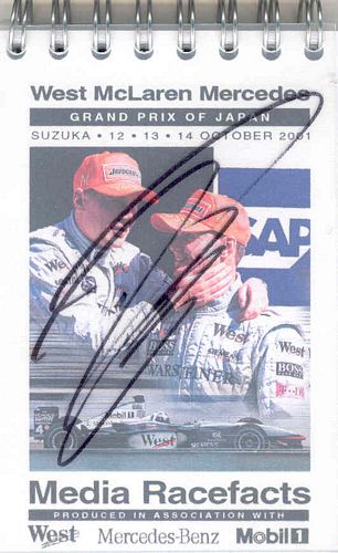McLaren Fact Notebook Japanese Grand Prix 2001 - Signed by David Coulthard