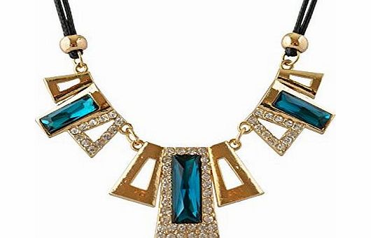 Signore - Signori Blue Rectangular Crystal Necklace Statement Jewellery,Birthday Christmas Valentines Mothers Day Gift