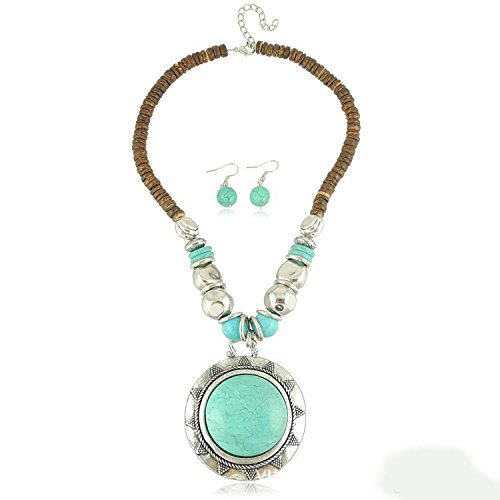 Signore - Signori Genuine Handmade Jewellery - Turquoise Resin stone statement necklace and earrings costume Jewellery Set For Women - perfect gifft