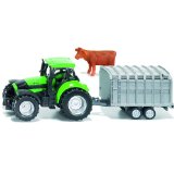 SIKU Deutz Fahr Agrotron 265 Tractor with Cattle Trailer