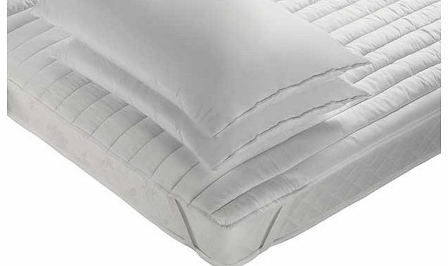 Silentnight Quilted Mattress Topper and Pillows