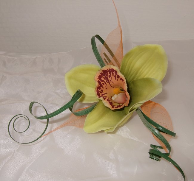 Silk Bouquets Green Orchid Buttonhole