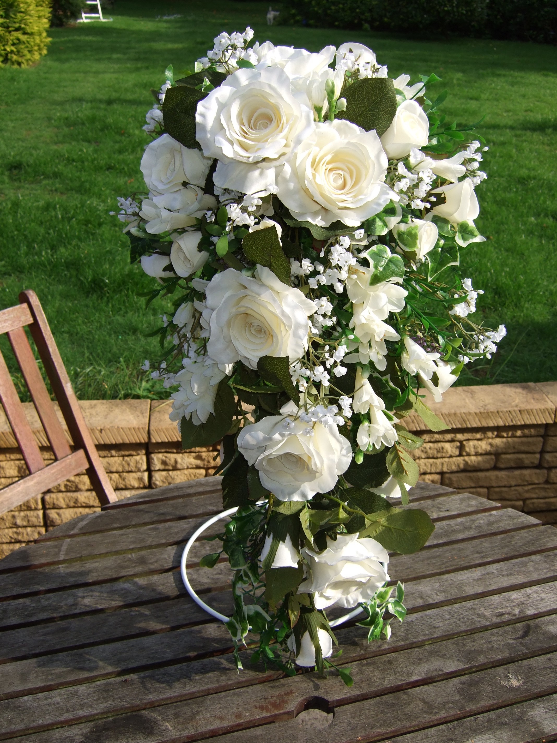 Silk Bouquets Rose and Freesia Wedding Bouquet