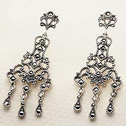 Silver & Marcasite Chandelier Earrings