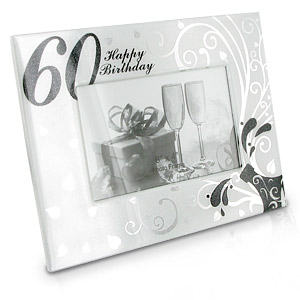Silver 60th Happy Birthday Decorative Photo Frame