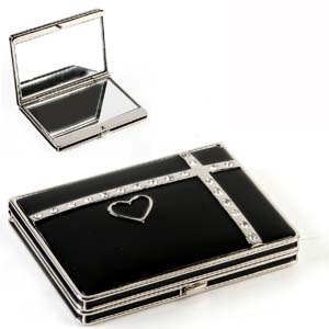 Silver and Black Rectangle Compact Mirror