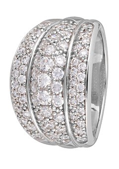 and Cubic Zirconia Chunky Ring - Size K