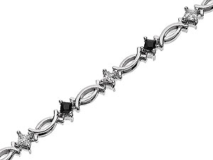 Black and Clear Cubic Zirconia Double Curve Bracelet 061573
