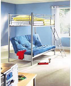 Bunk Bed with Blue Futon and Sprung Mattress