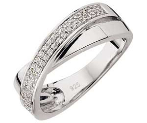 Silver Couture Sterling Silver Cubic Zirconia Pave Crossover