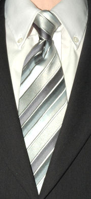 silver Grey Textured Stripe Clip-On Tie