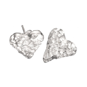 Silver Heart Jewellery Crumpled Silver Heart Earrings