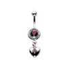 SILVER Jewelled Heart Dropper Navel Bar Attachment