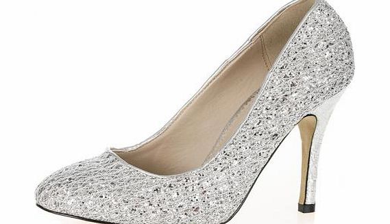 Lace And Glitter Court Shoes