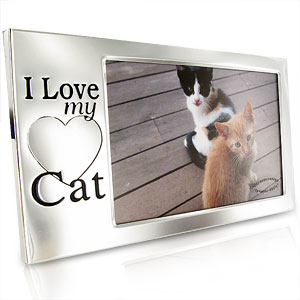 SILVER Love My Cat Photo Frame