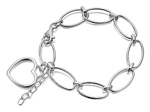 Oval Links Bracelet with Heart Charm 061582