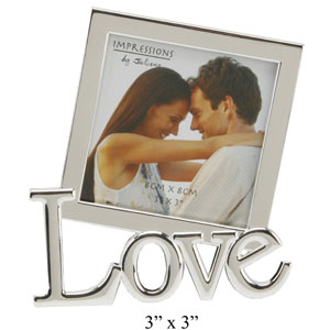 SILVER Plated 3 x 3 Love Photo Frame