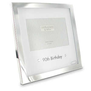 SILVER Plated 90th Birthday Printed Mount Photo