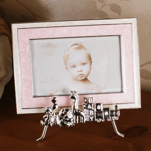 Silver Plated Baby Frame - Pink Design