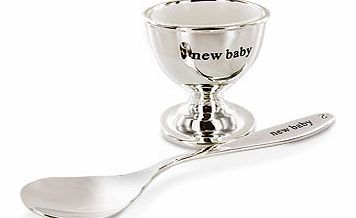 Plated New Baby Egg Cup and Spoon Gift Set