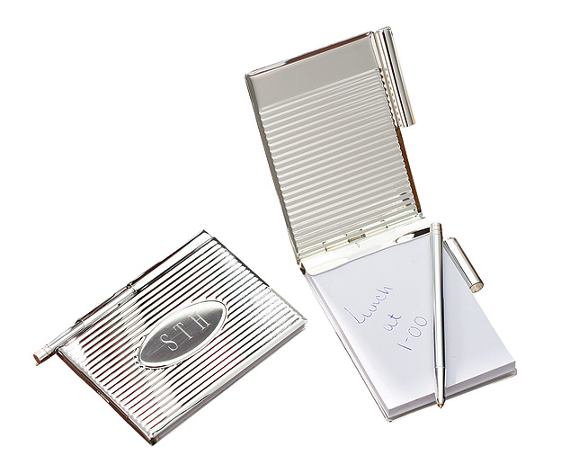 Silver Plated Notebook   Pen Personalised