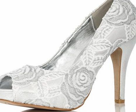 SILVER Rose Peep Toe Court Shoes