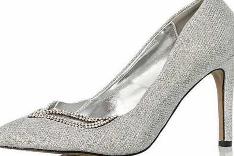 SILVER Shimmer Diamante Point Shoes