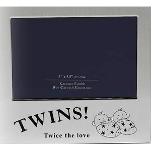 Silver Twice the Love Twins Photo Frame
