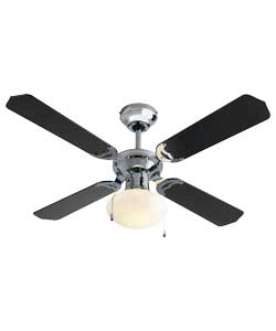 Black and Chrome Ceiling Fan