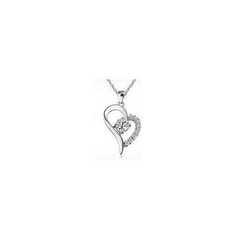 65D 18K White Gold Plated Heart Necklace and