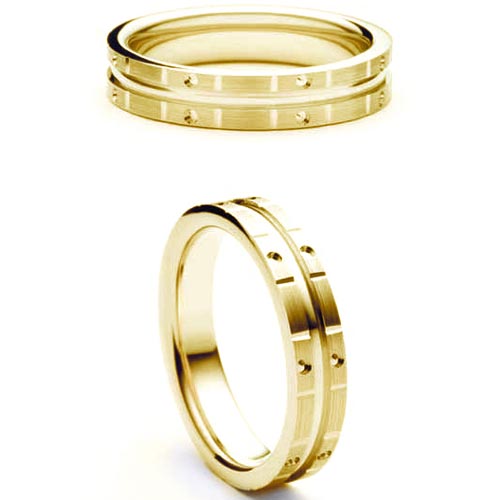 3mm Medium Flat Court Simile Wedding Band Ring In 9 Ct Yellow Gold