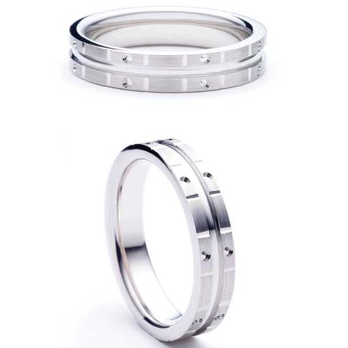 3mm Medium Flat Court Simile Wedding Band Ring In Palladium