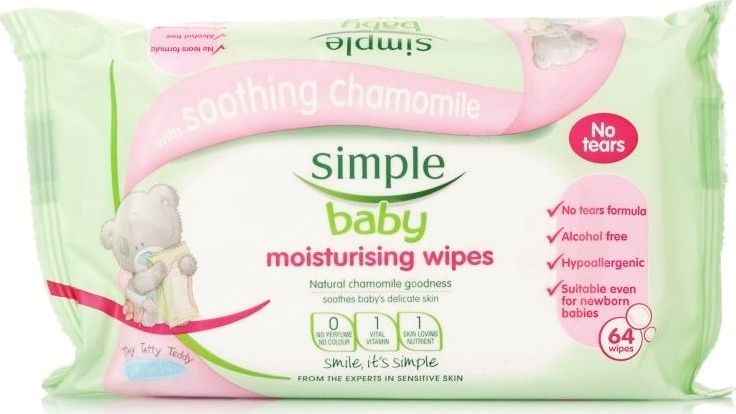 Simple, 2102[^]0075336 Moisturising Baby Wipes - 12 Pack