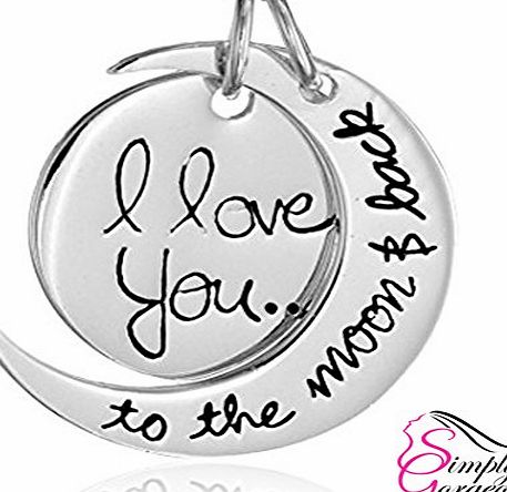 Simply Gorgeous Vintage Silver Pendant Necklace ``I Love You To The Moon And Back``