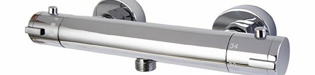 Thermostatic Wall Mounted Bar Shower Mixer Tap Valve - Chrome Plated Brass Body
