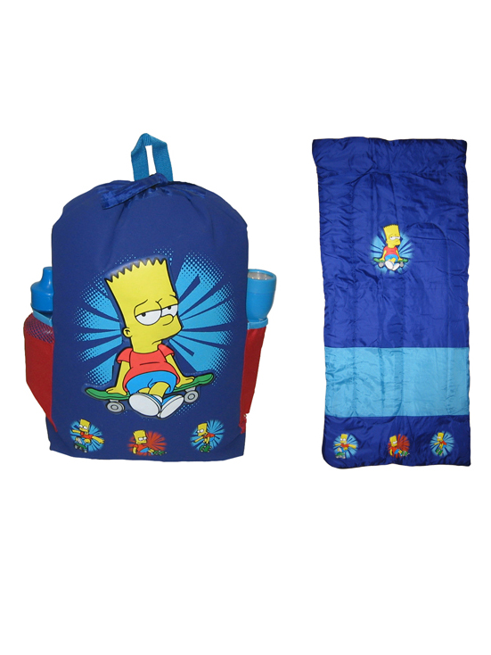 Simpsons Bart Backpack Rucksack Combo Inc Sleeping bag Torch and Drink Bottle - FANTASTIC LOW PRICE
