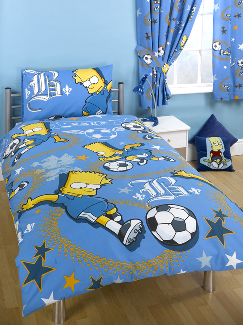 Simpsons Duvet Cover and Pillowcase Bart Soccer Star Design Bedding