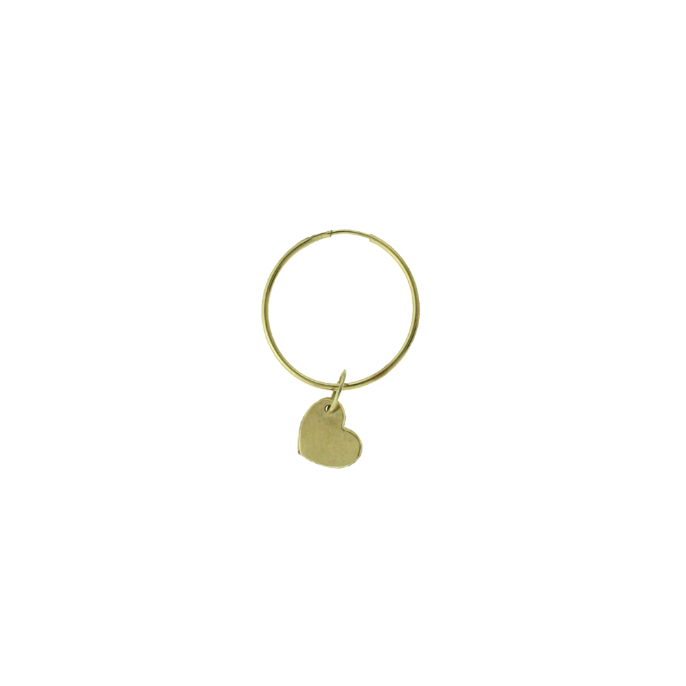 single Hoop Earring-Heart Yellow Gold