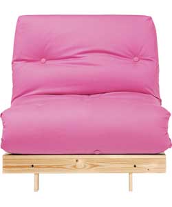 Single Pine Futon Sofa Bed with Mattress - Pink