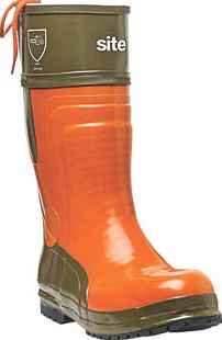 Site, 1228[^]2050F Chainsaw Safety Boots Orange/Green Size 7