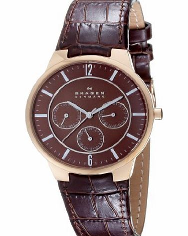 Skagen Gents Large Stainless Steel and Brown Dial Multifunction Watch